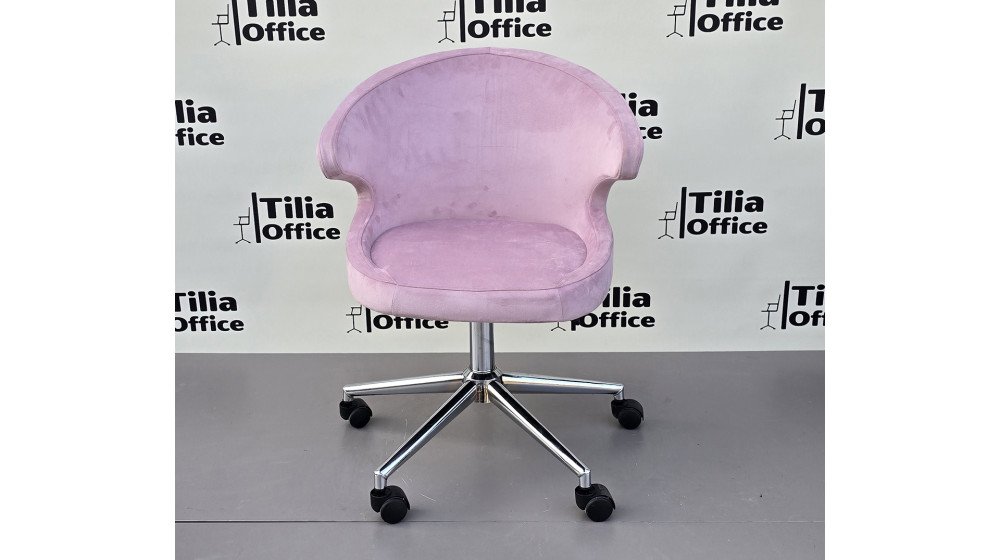 Coket Çalışma Koltuğu Krom Konik Ayak Pembe